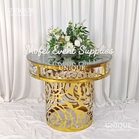 Ensemble de table à gâteau en verre trempé en acier inoxydable moderne, support en cristal, élégant, événements de mariage, fête, banquet, hôtel, meubles de salle à manger