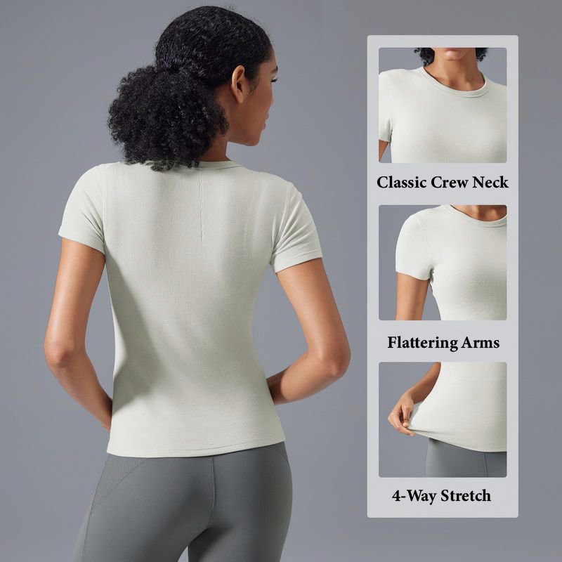 Modal Crewneck Women's Lightweight Fitness Yoga Top Breathable Naked Skin-Friendly Sports Shortsleeve Custom Front Logo Position