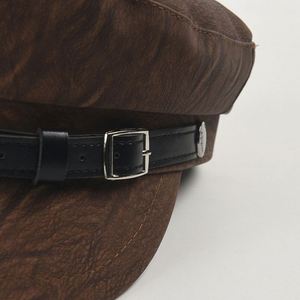 Nouveau Chapeau Béret Capitaine Plat en Cuir PU Vintage avec Boucle, Tendance Automne 2024, pour Femme, Style Décontracté et Élégant - Product Image 3