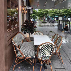 Chaise de salle à manger en rotin de style américain, multifonctionnelle, pour usage commercial, chaise d'extérieur pour hôtel, chaise d'extérieur - Product Image 3