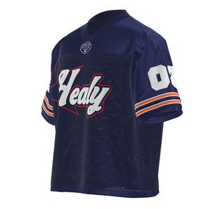 Maillot de football américain style HEALY, rétro, à rayures, en maille respirante, couleur personnalisée, bloc de couleurs, vêtement de football tendance - Product Image 2