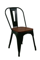 Vente en gros de meubles DL Chaise en bois et métal Silla en fer empilable Chaise de jardin en métal pour restaurant
