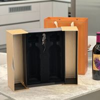 Boîte cadeau pour vin rouge à double porte personnalisée, avec logo en relief et emballage en carton haut de gamme