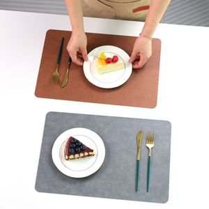 Shoho Double-sided Pu Leather <b>Placemat</b> Solid Color Heat Insulating Waterproof <b>Square</b> Plate Mat For Dining Table - Product Image 1