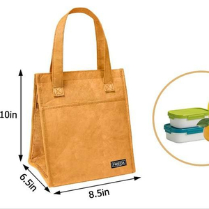 Bolsa de Almuerzo Reutilizable Aislada Premium Ecológica para Papel con Bolsillo Lateral, Minimalismo Moderno para Comer en la Oficina - Product Image 3