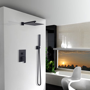 Pommeau de douche pluie carré USA avec bras d'extension de 12 pouces grand pommeau de douche pluie cascade <span class=keywords><strong>corps</strong></span> complet - Product Image 2