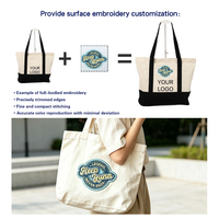 Tas Belanja Kanvas Dua Warna Tersedia, Desain Blok Warna Logo Kustom, Tas Jinjing Multi Kantong untuk Kerja Sehari-hari dan Hadiah