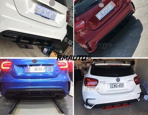 RMAUTO W176 Rear Bumper Diffuser <b>Splitter</b> Lip Spoiler Exhaust Pipe A45 AMG Body Kit for Mercedes Benz W176 2013-2018 Accessories - Product Image 6
