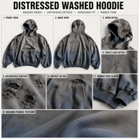 Sweat-shirt à capuche en coton imperméable OEM 400 g/m² avec gilet coupe-vent à manches longues pour homme, imprimé sérigraphié délavé à l'acide