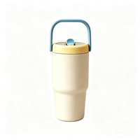 Gobelet de voyage isotherme avec poignée, vert menthe, couvercle rabattable, anti-fuite, pour café, thé, eau, bureau, extérieur