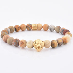 Мужской браслет из бисера с камнем из говлита и нержавеющей стали, серебряный браслет из Каира из бисера, браслет из серого камня - Product Image 6