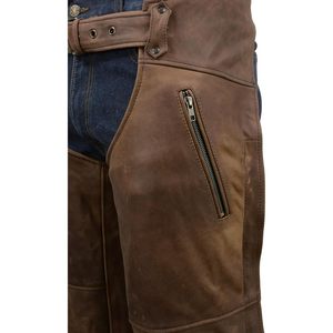 2025 cuero MLM5518 hombres Vintage Crazy Horse cuero marrón motocicleta Chap Snap Out forro térmico para Auto Racing Wear - Product Image 4