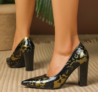Chaussures pour femmes grandes tailles 40-43, ballerines à bout pointu et à talons épais avec imprimé floral