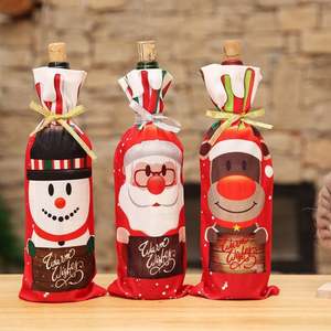 I-0120 Funda para Botella de Vino Navideña Barata y de Alta Calidad, Decoración Navideña con Diseño de Papá Noel y Muñeco de Nieve para la Mesa Familiar - Product Image 5