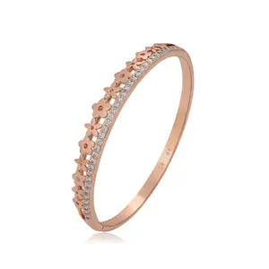 Xuping-pulsera de pétalos de diamante para mujer, brazalete elegante chapado en oro rosa, joyería