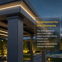 Pergola motorisée intelligente en aluminium thermolaqué, écologique, inspirée de la nature, autoportante, à lames orientables, contrôlée par application
