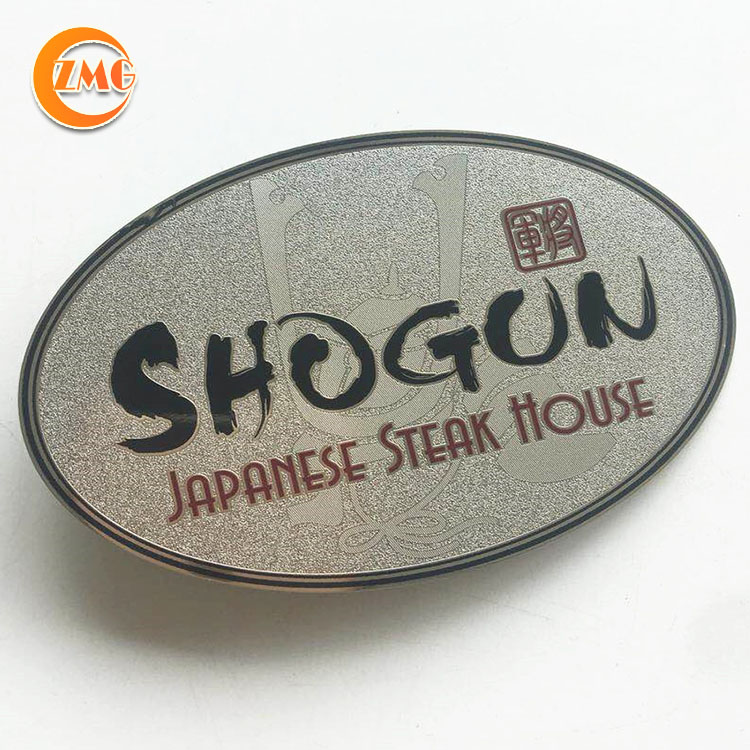 Wholesale High Quality Custom Printing Silver Embossed Oval Hard Metal Sticker