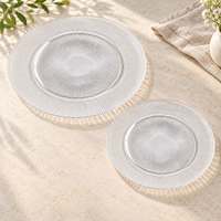 Assiettes en verre transparent côtelé, 2 tailles, pour dîner et dessert, avec logo personnalisé, vente en gros, directement de l'usine
