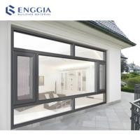 Fenêtre à battant ENGGIA NFRC As2047 résistante aux ouragans, double vitrage à haute résistance, verre Low-e, cadre en aluminium noir, fenêtres et portes