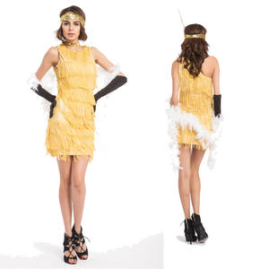 Costume de fête <span class=keywords><strong>Charleston</strong></span> jaune des années 1920 Ecowalson avec boa en plumes et bandeau - Product Image 1