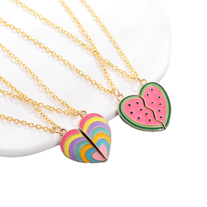 Collar con colgante de corazón de arcoíris de moda, collar de amor dividido de mejor amigo para 2 parejas, regalo de aniversario de moda para niño y niña - Product Image 1