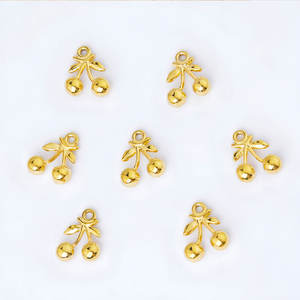 Colgantes de Lujo de Acero Inoxidable 316 con Baño de Oro de 14k y 18k, Resistentes al Deslustre, con Dije de Cereza para Fabricación de Joyas, Ideales para Collares y Pulseras - Product Image 5