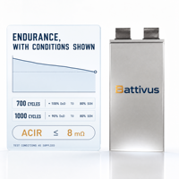 Cellule Pouch NMC Battivus 340Wh/kg 30,75Ah 3,5V pour packs de drones FPV UAV, décharge pulsée 90A continue, 150A jusqu'à 30s