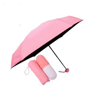 5 Folding Pill Umbrella <strong>Pink</strong> Logo Umbrella Capsule - Product Image 2