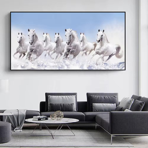 ศิลปะสมัยใหม่ตกแต่งภาพโปสเตอร์สัตว์แนวแอบสแตรกต์รูปม้าขาววิ่งลายพอร์ซเลนคริสตัลหรูหราสำหรับงานศิลปะติดผนังในห้องนั่งเล่น - Product Image 1