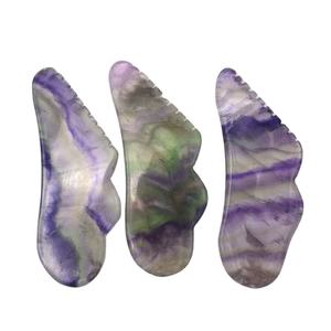 Ferramenta de Massagem Facial de Cristal Fluorita Colorida Natural Gua Sha 7 Chakras para Antienvelhecimento e Lifting Facial - Product Image 2