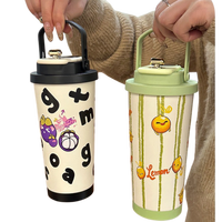Bouteille d'eau sport portable en acier inoxydable 304, tasse thermos 500 ml avec paille pour le bureau