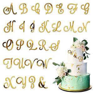 Nome personalizzato fai da te in acrilico oro maiuscolo alfabeto personalizzato <span class=keywords><strong>torta</strong></span> nuziale Topper fai da te lettera A-Z Cupcake Toppers Baby Shower - Product Image 2