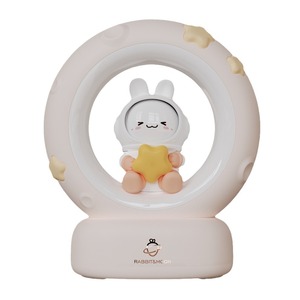 Lampe lune et étoiles Rabbit&Moon, ronde, à commande tactile, USB, lumière LED blanc chaud, veilleuse de chevet, décoration de bureau pour filles - Product Image 5