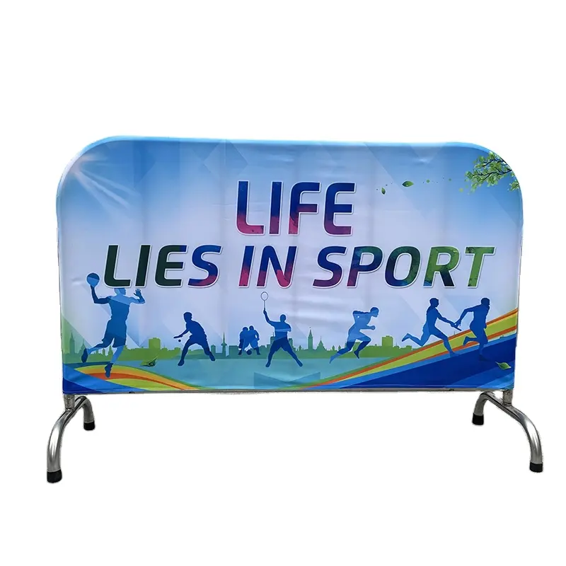 Double sided polyester mesh fence crowd barricade control barrier banners covers for events