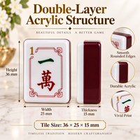 Ensemble de Mahjong de Luxe en Acrylique Double Couche Bourgogne et Blanc, 160 Tuiles, pour Soirée entre Femmes