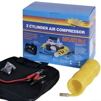 Compresseur d'air pour voiture en boîte plastique avec lumière LED, débit d'air de 60 L/MIN, puissance de 180 W, outil de réparation et gonfleur de pneus