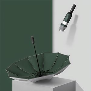 Paraguas de Negocios Reflectante Creativo de 10 Varillas, Negro, Automático, con Borde Invertido y Logotipo Personalizable para Publicidad en Sol y Lluvia - Product Image 1