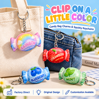 Porte-clés Squishy en PU en forme de bonbon (carré/cercle) à montée lente, jouet sensoriel anti-stress, vente en gros, fournisseur d'usine OEM ODM