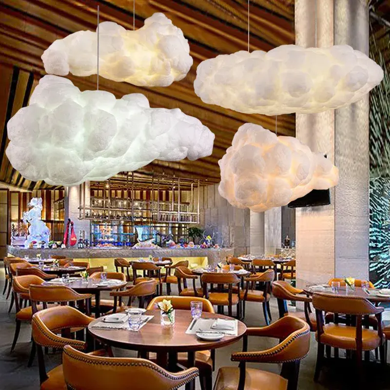 Candelabro de nube, lámparas de restaurante, luz colgante de nube flotante blanca moderna, lámpara colgante para comedor, luz de decoración de isla de cocina