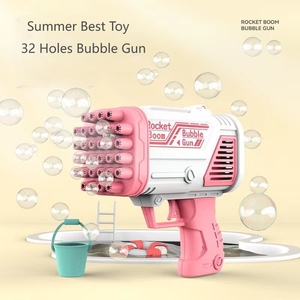 Pistolet à bulles électrique 32 trous Rocket Boom, le jouet d'été le plus populaire pour enfants, machine à bulles d'extérieur, le meilleur cadeau pour enfants - Product Image 1