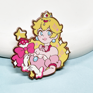 Épingles en métal personnalisées de haute qualité avec image de princesse et baguette magique rose, épingles en émail dur exquises et mignonnes - Product Image 3