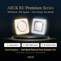 Abuk yüksek kalite ab avrupa PC 86 yuvarlak kare Panel 1 Gang 2 yollu mekanik elektrik güç ışığı duvar anahtarları ve prizler