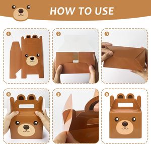 Boîtes à friandises Ours, fournitures de fête, boîtes cadeaux pour baby shower sur <span class=keywords><strong>le</strong></span> thème de l'ours, décorations d'anniversaire sur <span class=keywords><strong>le</strong></span> thème marron - Product Image 6