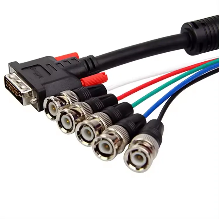 공장 가격 OEM 오디오 DVI 케이블 1.5m 1.8m DVI 24 + 1 커넥터 5 BNC 어댑터 전기 케이블