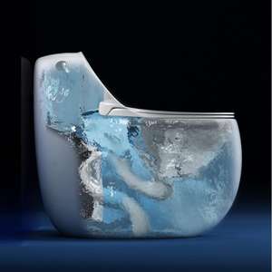 En gros WC monobloc en céramique Chaozhou, double chasse, moderne, pour usage scolaire et extérieur, à siphon en S, avec abattant à fermeture douce, pour salle de bain - Product Image 3