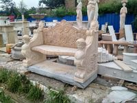 Banc d'église beau cuir sculpté extérieur Villa parc décoration bancs en pierre banc de jardin en marbre blanc à vendre