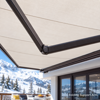 Auvent rétractable complet pour terrasse, en aluminium robuste, avec bras pliables, protection solaire extérieure, taille personnalisée, fixation murale