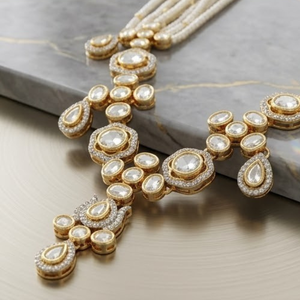 Elegante Juego de Collar de Perlas de Plata 925, Joyería Nupcial de Diseño Tradicional con Aretes a Juego para Mujer - Product Image 4