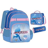 Wasserdichter Unisex-Rucksack 16 Zoll, personalisierter Fußball-Fan-Print-Rucksack, 3-teiliges Set für Kinder, Schultasche mit Lunchbag & Federmäppchen