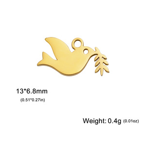 อุปกรณ์ตกแต่งสแตนเลสขนาด 13*6.8 มม. สำหรับงาน DIY ขายดีในต่างประเทศ จี้รูปนกพิราบแห่งสันติภาพพร้อมกิ่งมะกอก - Product Image 4